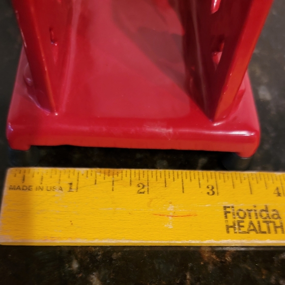 Red Enameled Cast Iron Napkin/ Letter Holder Country Style 5"×5.5"× 3 5" - Picture 8 of 8